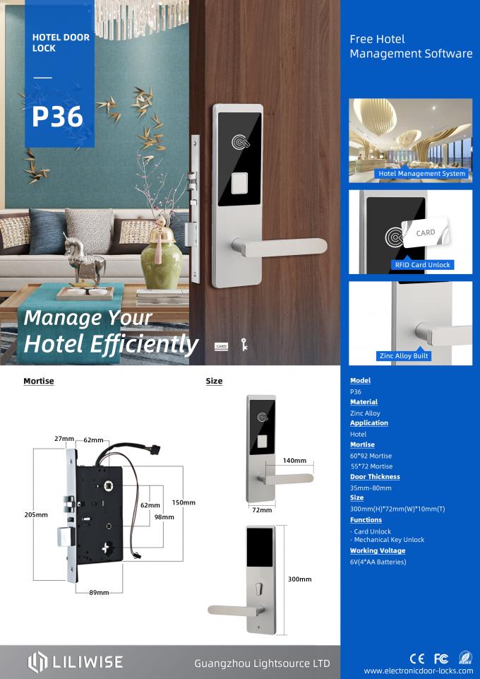 قفل درب درب هتل RFID ضربه تند وشدید زدن قفل درب / قفل مغناطیسی الکترونیکی امنیتی 0
