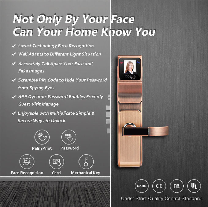 قفل دسته درب تشخیص چهره مادون قرمز هوشمند 3D برای خانواده و شرکت 0