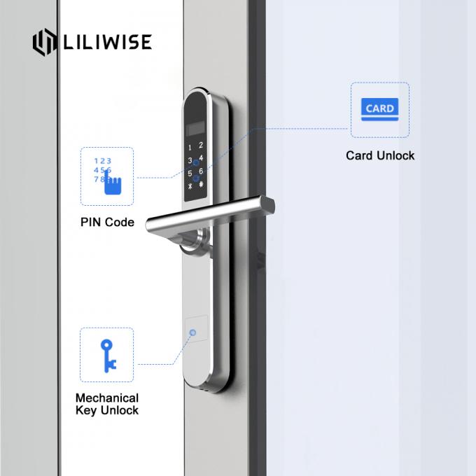 قفل درب ورودی آلومینیوم / بدون کلید چوبی ، قفل درب ورودی ورودی با امنیت بالا 2