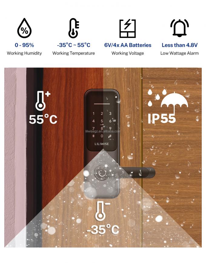 قفل هوشمند درب تویا وای&zwnj;فای BLE با اثر انگشت و صفحه کلید 3