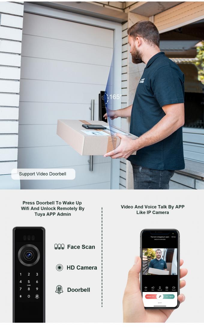Liliwise Fechadura Digital Tuya Intelligente Cerradura امنیت وای فای بی سیم رمز عبور بدون کلید قفل درب هوشمند با دوربین 8