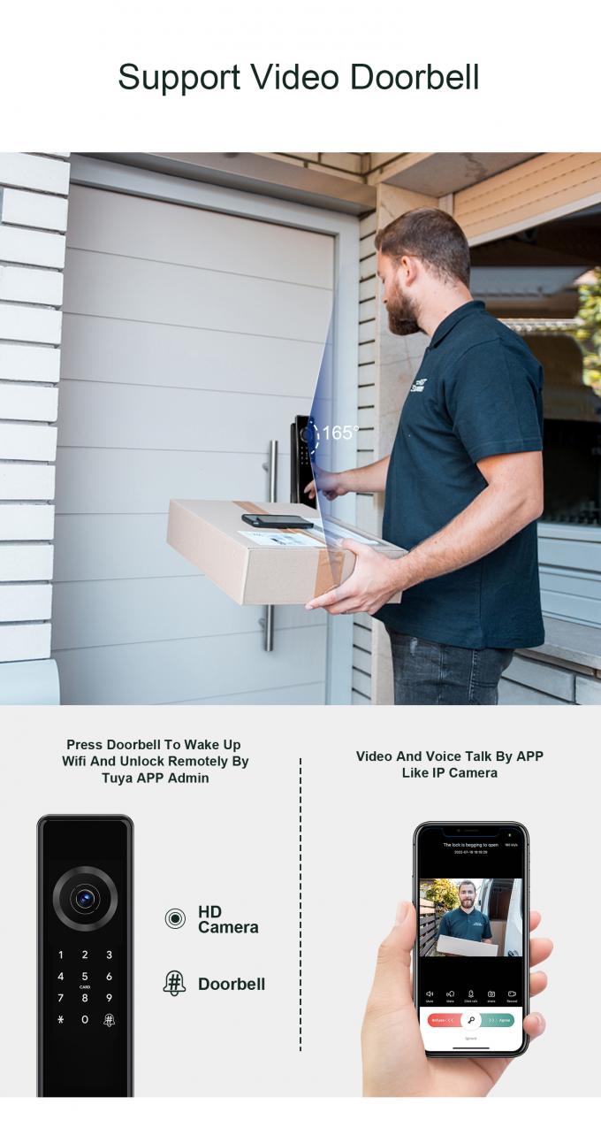 Liliwise Fully Automatic Luxury Electronic Smart Entry Door Locks Wifi Ble Fingerprint Tuya TTlock قفل درب هوشمند با دوربین 8