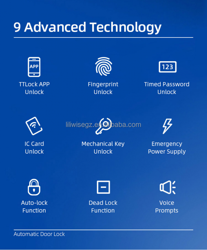Liliwise Custom Security Electronic Waterproof Ip66 Digital Ttlock Tuya Wifi Fingerprint Sliding Slim Smart Door Lock 4
